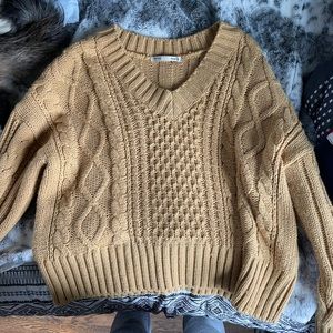 Yellow Knitted V-Neck Sweater